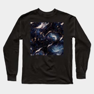 Blue gold marble pattern Long Sleeve T-Shirt